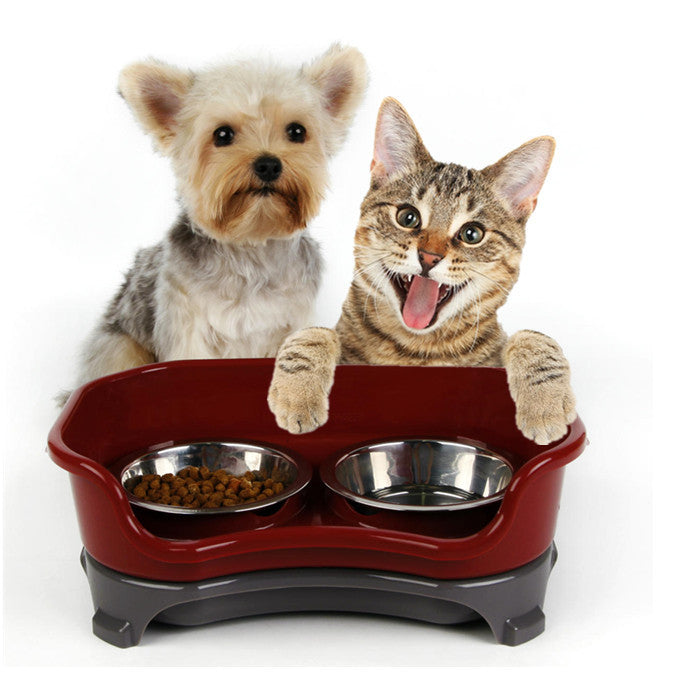 Dog bowl cat bowl pet cat double basin