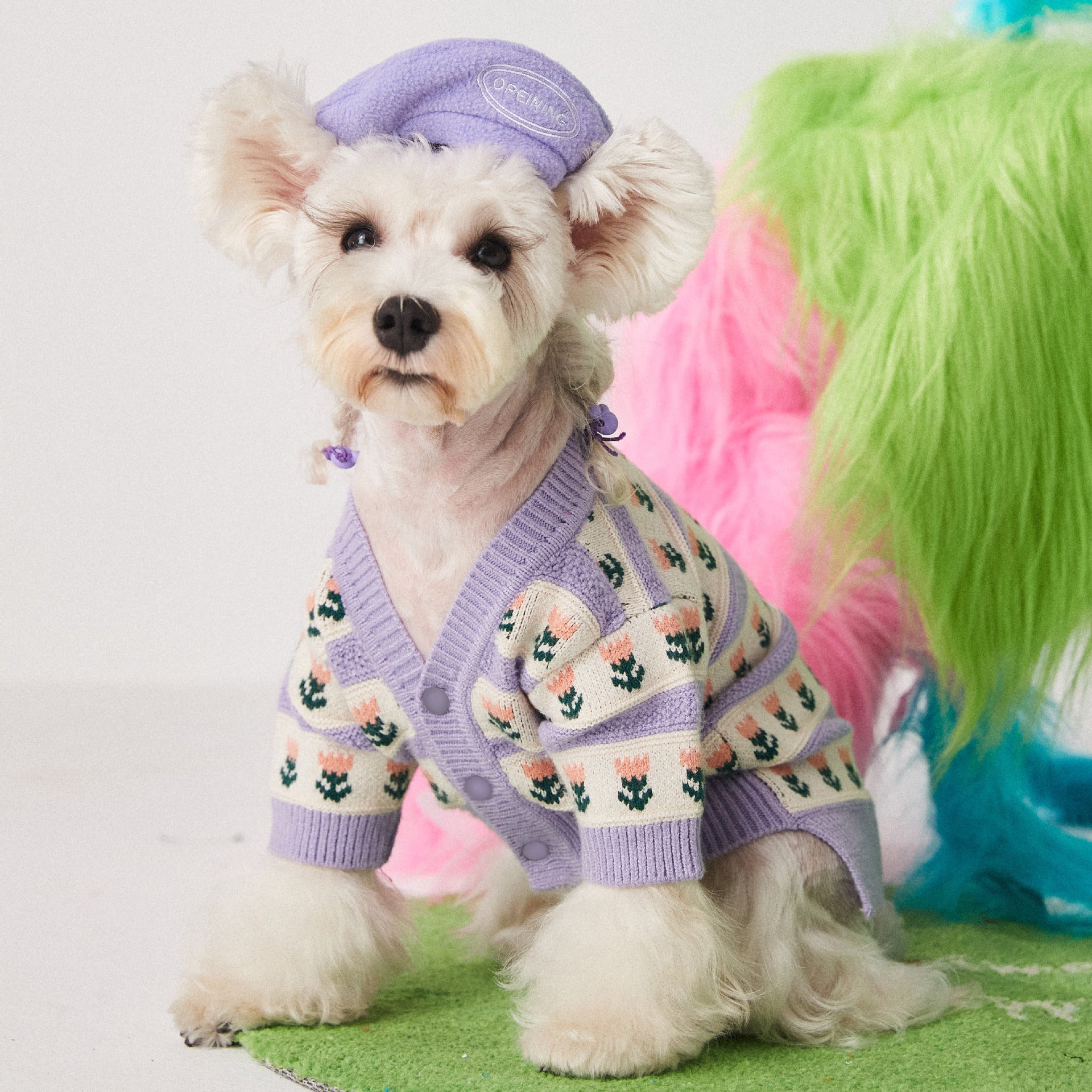 Purple Flower Pet Dog Sweater