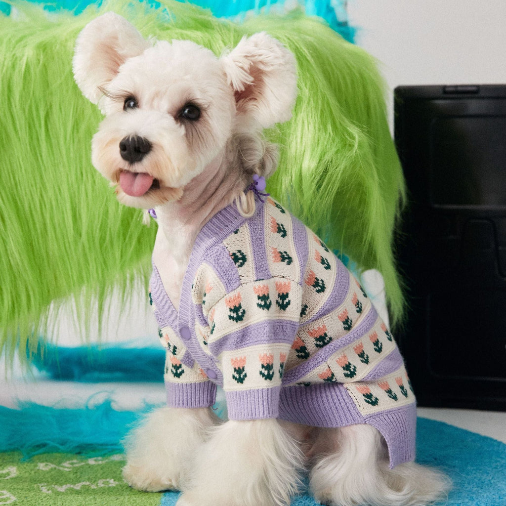 Purple Flower Pet Dog Sweater