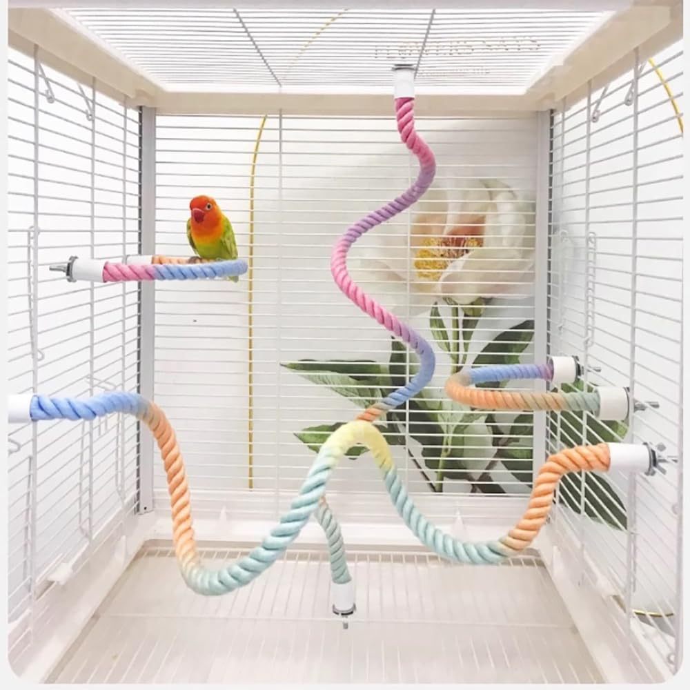 Gradient Colorful Bird Rope Perch Stand