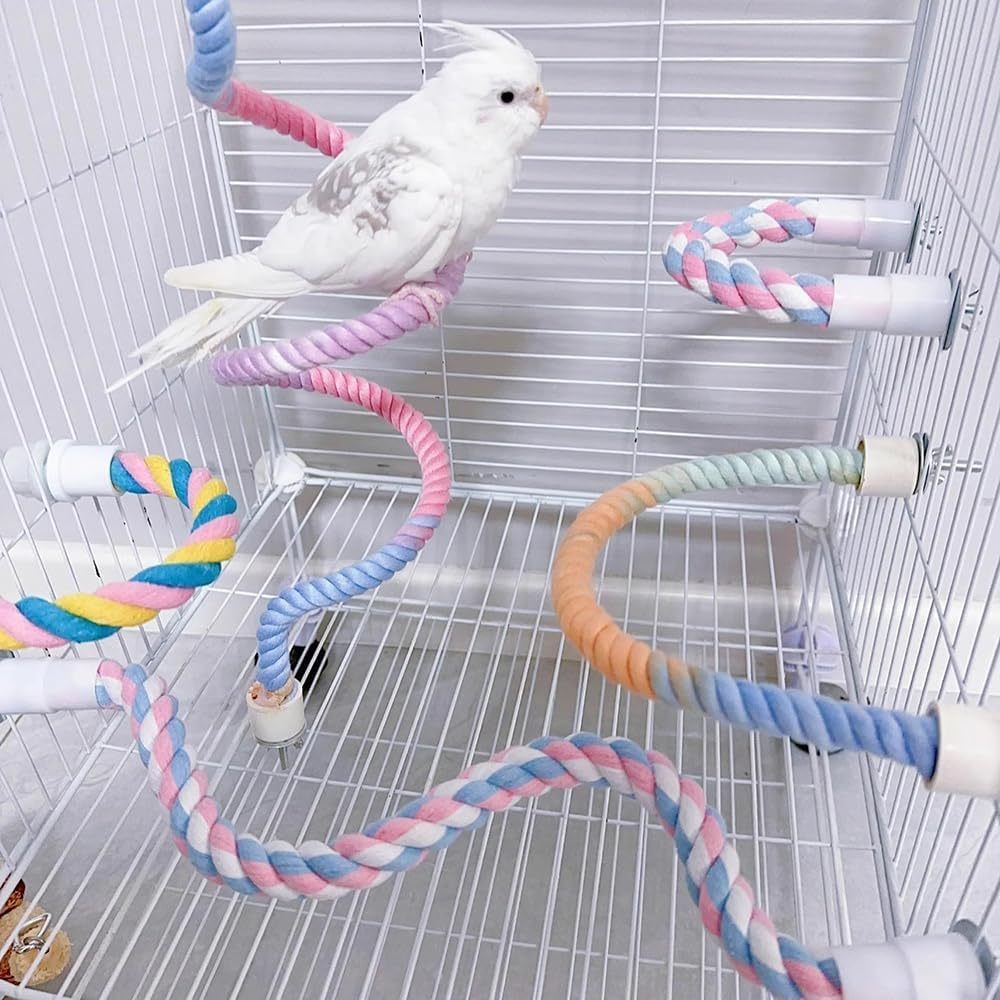 Gradient Colorful Bird Rope Perch Stand